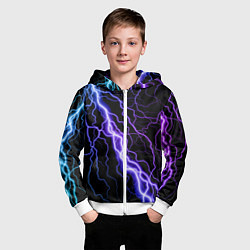 Толстовка на молнии детская НЕОНОВАЯ МОЛНИЯ ГРОЗА, цвет: 3D-белый — фото 2