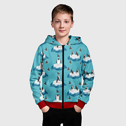 Толстовка на молнии детская Пингвины, цвет: 3D-красный — фото 2