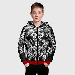 Толстовка на молнии детская ТАТУ ЧЕРНО БЕЛОЕ УЗОР, цвет: 3D-красный — фото 2