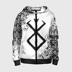 Толстовка на молнии детская БЕРСЕРК logo чб, цвет: 3D-черный