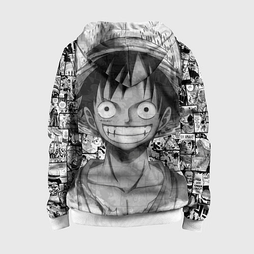 Детская толстовка на молнии Луфи улыбается one piece / 3D-Белый – фото 2