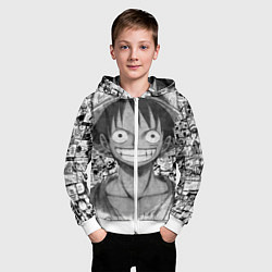 Толстовка на молнии детская Луфи улыбается one piece, цвет: 3D-белый — фото 2