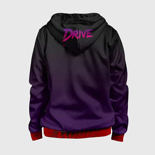 Детская толстовка на молнии Drive - Retrowave / 3D-Красный – фото 2