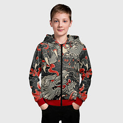 Толстовка на молнии детская Китайский Дракон, China Dragon, цвет: 3D-красный — фото 2