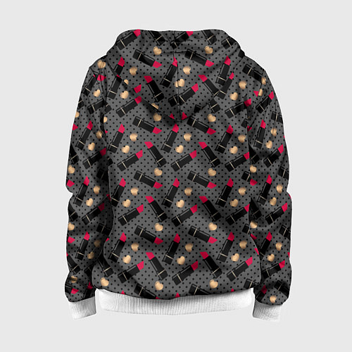 Детская толстовка на молнии Красная Губная помада / 3D-Белый – фото 2