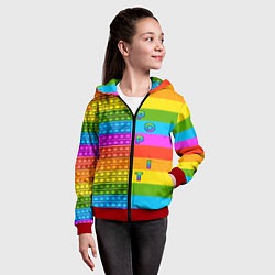 Толстовка на молнии детская POP it вертикальная надпись, цвет: 3D-красный — фото 2