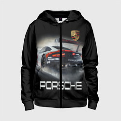 Толстовка на молнии детская PORSHE, цвет: 3D-черный