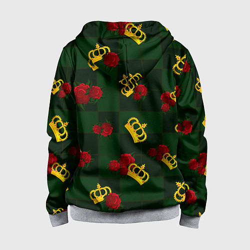 Детская толстовка на молнии Короны и розы / 3D-Меланж – фото 2