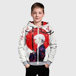 Толстовка на молнии детская НАД ВЕТВЯМИ САКУРЫ, цвет: 3D-меланж — фото 2