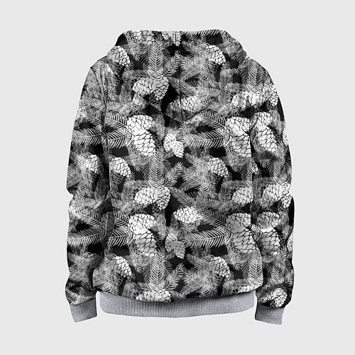 Детская толстовка на молнии Черно-белый узор шишки / 3D-Меланж – фото 2
