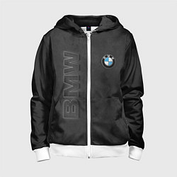 Толстовка на молнии детская BMW LOGO AND INSCRIPTION, цвет: 3D-белый