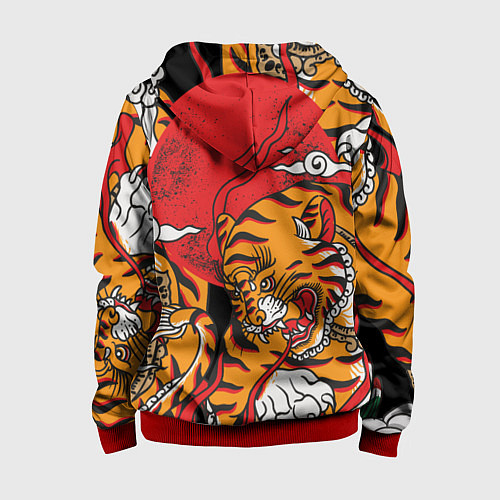 Детская толстовка на молнии Самурайский тигр / 3D-Красный – фото 2