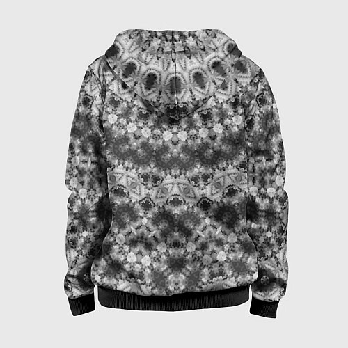 Детская толстовка на молнии Черно белый круглый узор / 3D-Черный – фото 2
