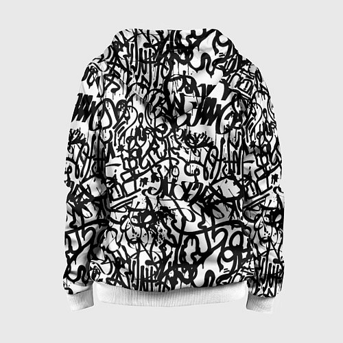 Детская толстовка на молнии Graffiti black on white / 3D-Белый – фото 2