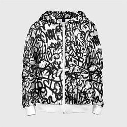 Детская толстовка на молнии Graffiti black on white