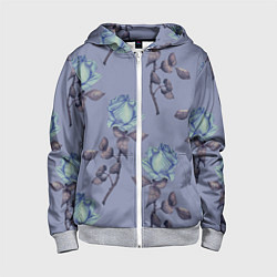Детская толстовка на молнии Голубые розы
