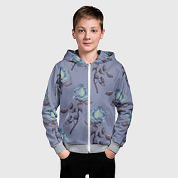 Толстовка на молнии детская Голубые розы, цвет: 3D-меланж — фото 2