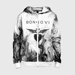 Толстовка на молнии детская BON JOVI HEART СЕРДЦЕ, цвет: 3D-белый