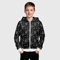 Толстовка на молнии детская Черно белые кактусы, цвет: 3D-белый — фото 2