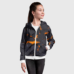 Толстовка на молнии детская ТРЕЩИНЫ ЗЕМЛИ 3D CRACKS НЕОН, цвет: 3D-белый — фото 2