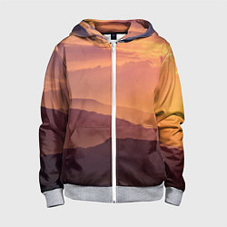 Толстовка на молнии детская Закат в горах, цвет: 3D-меланж
