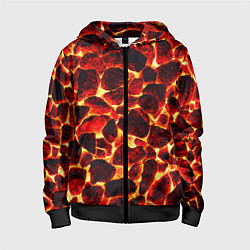 Толстовка на молнии детская КАМНИ В МАГМЕ ROCKS IN MAGMA, цвет: 3D-черный