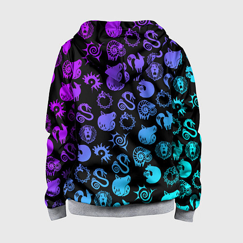 Детская толстовка на молнии 7 СМЕРТНЫХ ГРЕХОВ НЕОН ЭМБЛЕМЫ / 3D-Меланж – фото 2