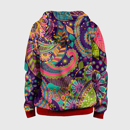 Детская толстовка на молнии Яркий красочный узор / 3D-Красный – фото 2