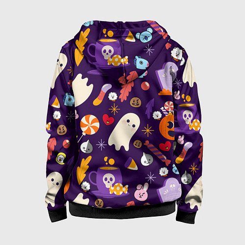 Детская толстовка на молнии HALLOWEEN BTS BT21 PATTERN БТ21 БТС ХЕЛЛОУИН / 3D-Черный – фото 2