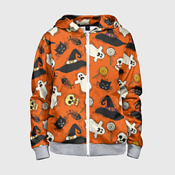 Толстовка на молнии детская Хэллоуинские шалости, цвет: 3D-меланж