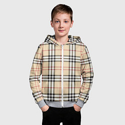 Толстовка на молнии детская Клетчатый принт в стиле Burberry, цвет: 3D-меланж — фото 2