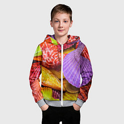 Толстовка на молнии детская Разноцветные ракушки multicolored seashells, цвет: 3D-меланж — фото 2