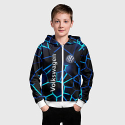 Толстовка на молнии детская Фольксваген 3D плиты, цвет: 3D-белый — фото 2