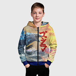 Толстовка на молнии детская ГОДЗИЛЛА АТАКУЕТ!, цвет: 3D-синий — фото 2