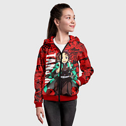 Толстовка на молнии детская Танджиро Камадо ,Клинок, рассекающий демонов, цвет: 3D-красный — фото 2