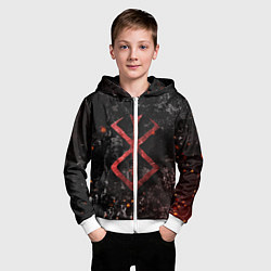 Толстовка на молнии детская BERSERK LOGO GRUNGE RED, цвет: 3D-белый — фото 2
