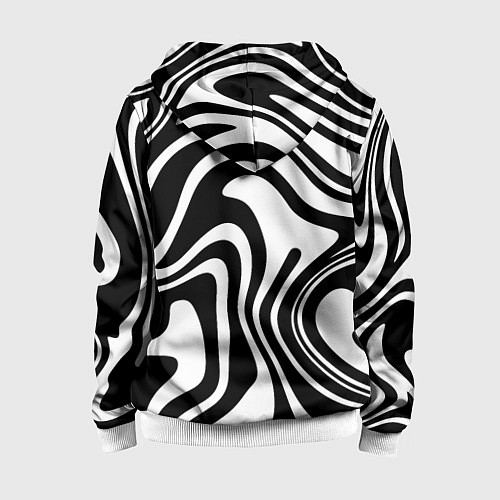 Детская толстовка на молнии Черно-белые полосы Black and white stripes / 3D-Белый – фото 2