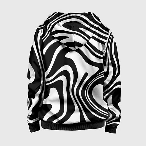 Детская толстовка на молнии Черно-белые полосы Black and white stripes / 3D-Черный – фото 2