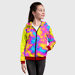 Толстовка на молнии детская Яркая абстракция космических красок, цвет: 3D-красный — фото 2