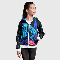 Толстовка на молнии детская Синий водяной тигр, цвет: 3D-белый — фото 2