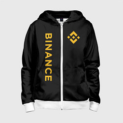 Толстовка на молнии детская БИНАНС ЛОГО КАРБОН BINANCE LOGO, цвет: 3D-белый