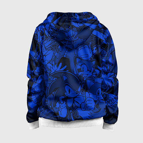 Детская толстовка на молнии SONIC BLUE PATTERN СИНИЙ ЁЖ / 3D-Белый – фото 2