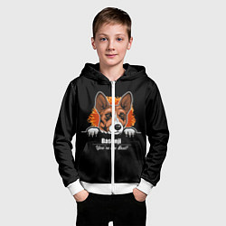 Толстовка на молнии детская Басенджи Basenji, цвет: 3D-белый — фото 2