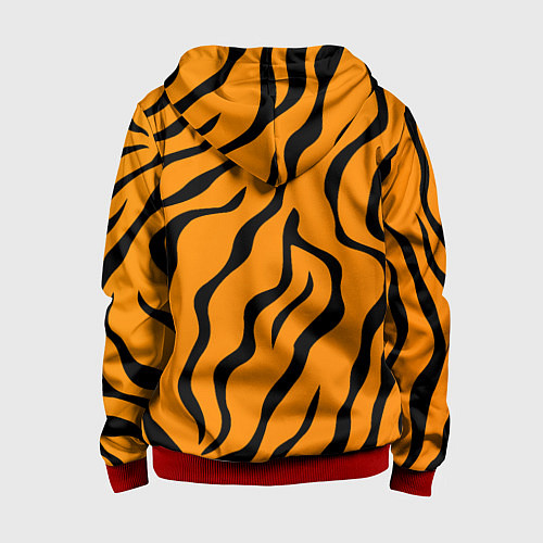 Детская толстовка на молнии ТИГРИННЫЕ ПОЛОСЫ / 3D-Красный – фото 2