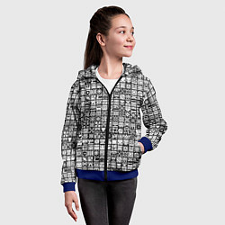 Толстовка на молнии детская Geometry Dash: BW Pattern, цвет: 3D-синий — фото 2