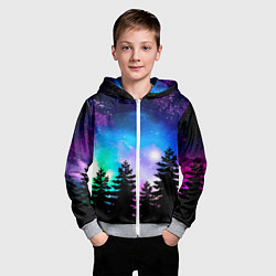 Толстовка на молнии детская Космический лес, елки и звезды, цвет: 3D-меланж — фото 2