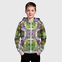 Толстовка на молнии детская Коллекция Фрактальная мозаика Фиолетово-зеленый, цвет: 3D-меланж — фото 2