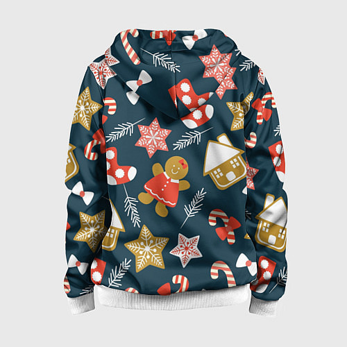 Детская толстовка на молнии Merry Christmas!!! / 3D-Белый – фото 2