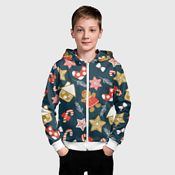 Толстовка на молнии детская Merry Christmas!!!, цвет: 3D-белый — фото 2