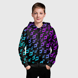 Толстовка на молнии детская JOJOS BIZARRE ADVENTURE NEON PATTERN НЕОН УЗОР, цвет: 3D-черный — фото 2